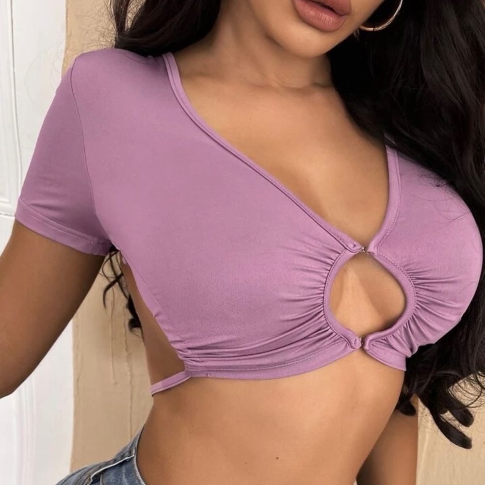 Shein Backless Ring Detail Crop Top